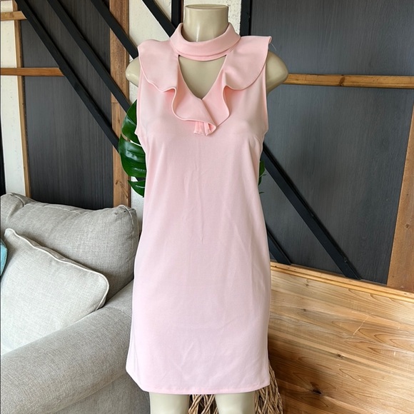 🩷Spense Pink Ruffled Halter Mini Dress size 8 New - Picture 2 of 10